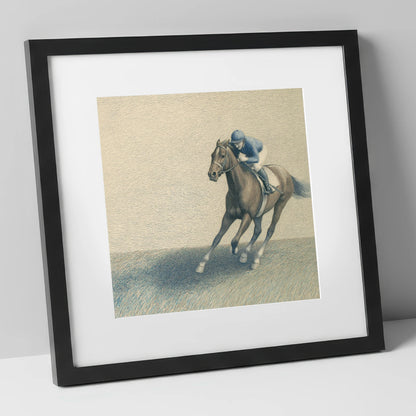 Power In The Pace racing horse art print in black frame