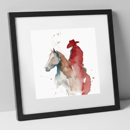 Crimson Western Spirit western horse art print in black frame