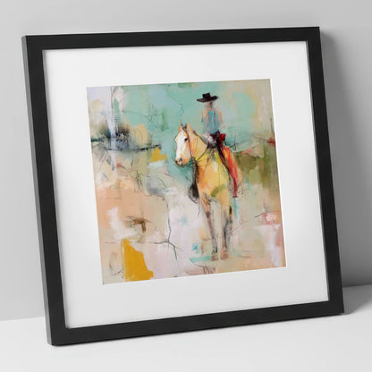 Painted Western Silhouette western horse art print in black frame