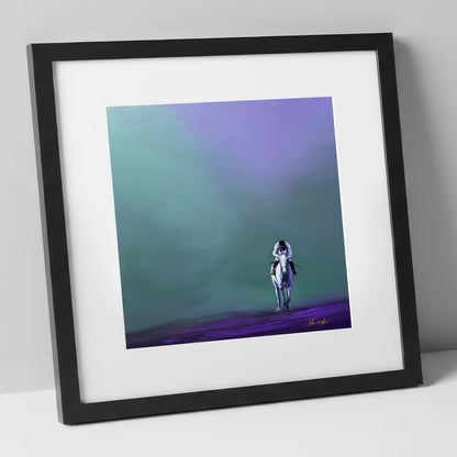 The Violet Furlong racing horse art print in black frame