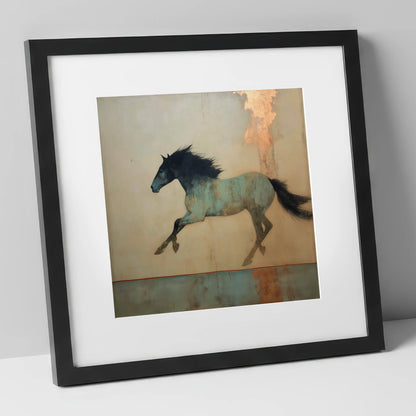 Gilded Equine Spirit horse portrait art print in black frame