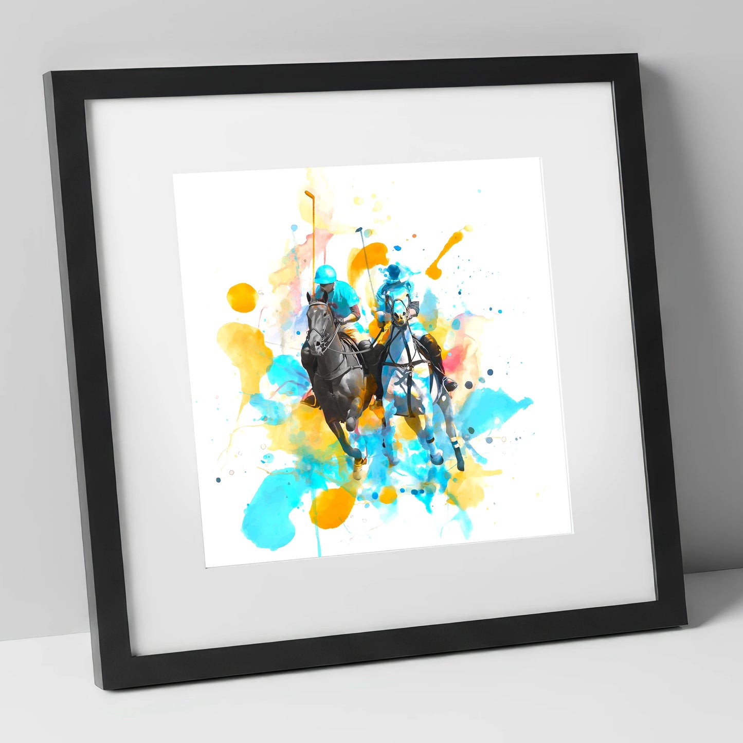 Mid-Chukka Clash polo horse art print in black frame