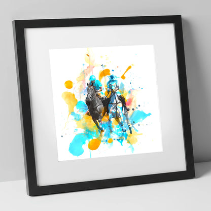 Mid-Chukka Clash polo horse art print in black frame