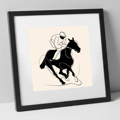 Silhouetted Gallop racing horse art print in black frame