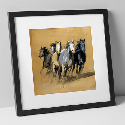 Thunder Through The Dust wild horses art print in black frame