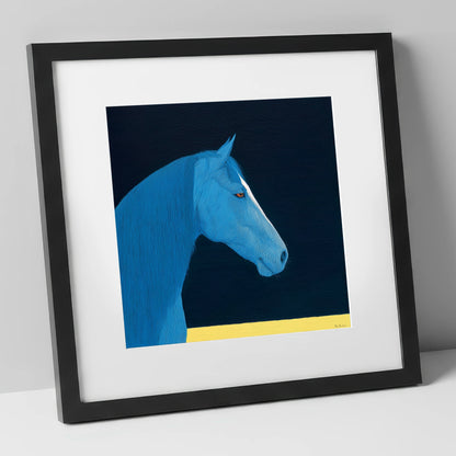 Azure Equine Profile horse breed art print in black frame
