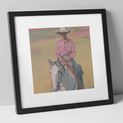 Dusk on the Plains western horse art print in black frame