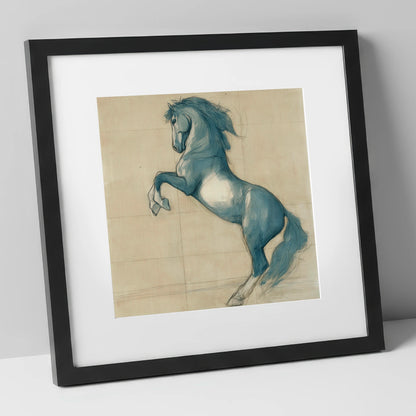 Azure Equine Study horse portrait art print in black frame