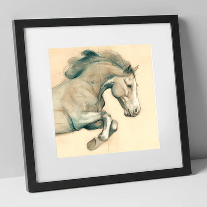Suspended Grace horse portrait art print in black frame