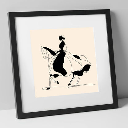 Fluid Elegance dressage horse art print in black frame
