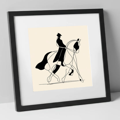 Harmony in Motion dressage horse art print in black frame