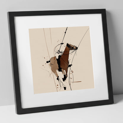 Dynamic Polo Strike polo horse art print in black frame