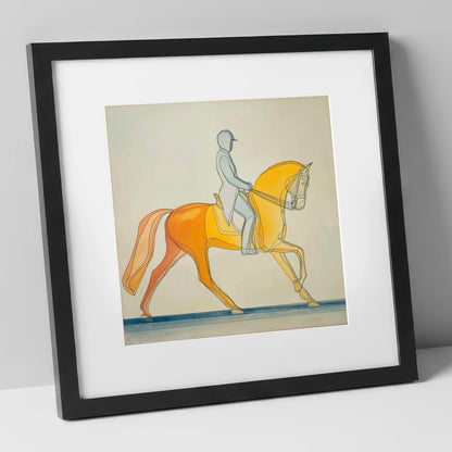Golden Dressage Cadence dressage horse art print in black frame