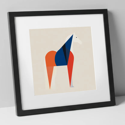 Modern Equine Geometry horse breed art print in black frame