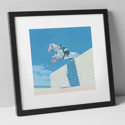 Clearance at the Wall show jumping horse art print in black frame