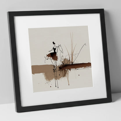 The Silent Dialogue horse & rider art print in black frame