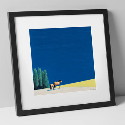 Under an Azure Sky horse landscape art print in black frame