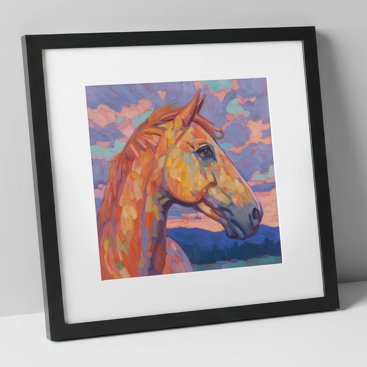 Prismatic Equine Portrait horse portrait art print in black frame