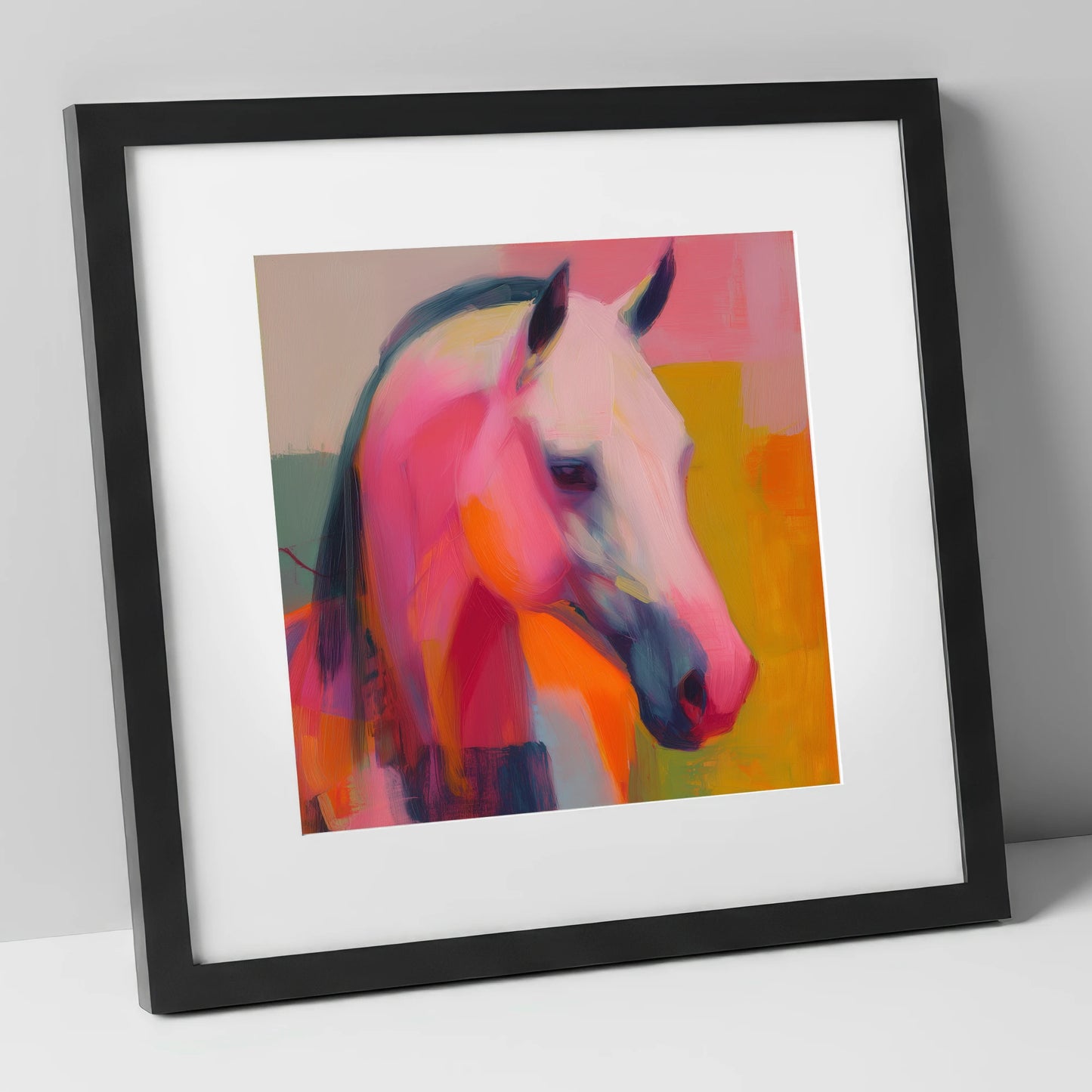 Vivid Equine Expression horse breed art print in black frame
