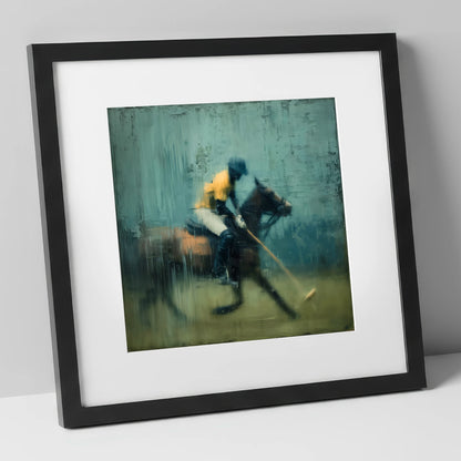 The Final Chukka polo horse art print in black frame