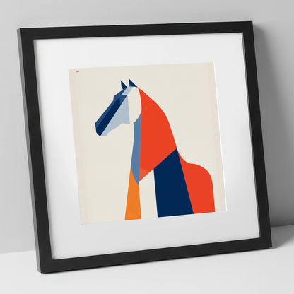 Modernist Equine Form horse breed art print in black frame