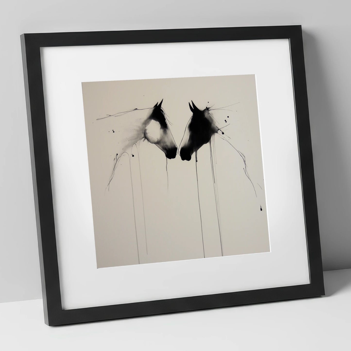 Ethereal Bond horse portrait art print in black frame