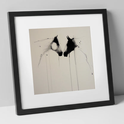 Ethereal Bond horse portrait art print in black frame