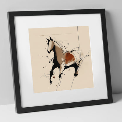 Dynamic Equine Form horse portrait art print in black frame