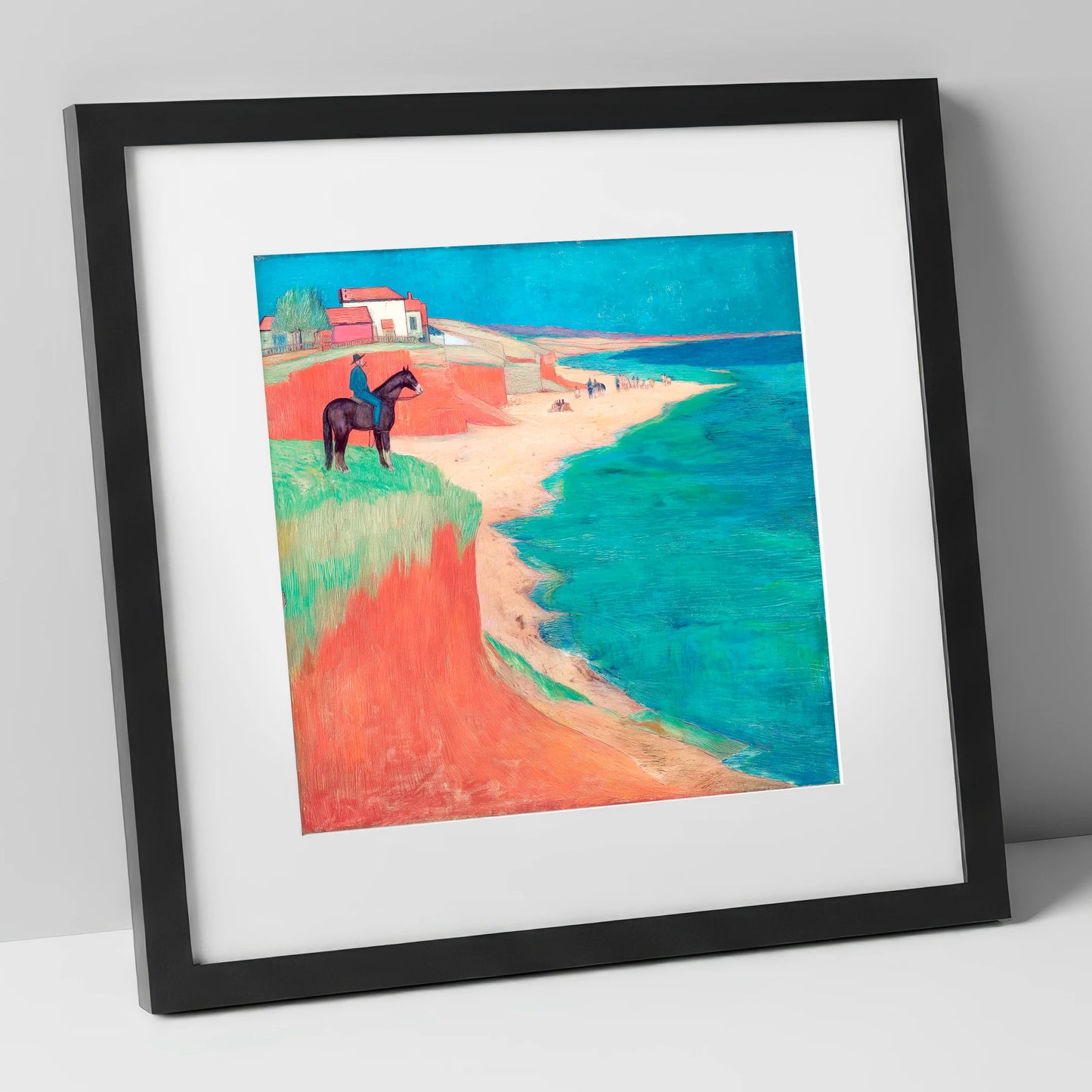 The Coastal Vantage horse landscape art print in black frame