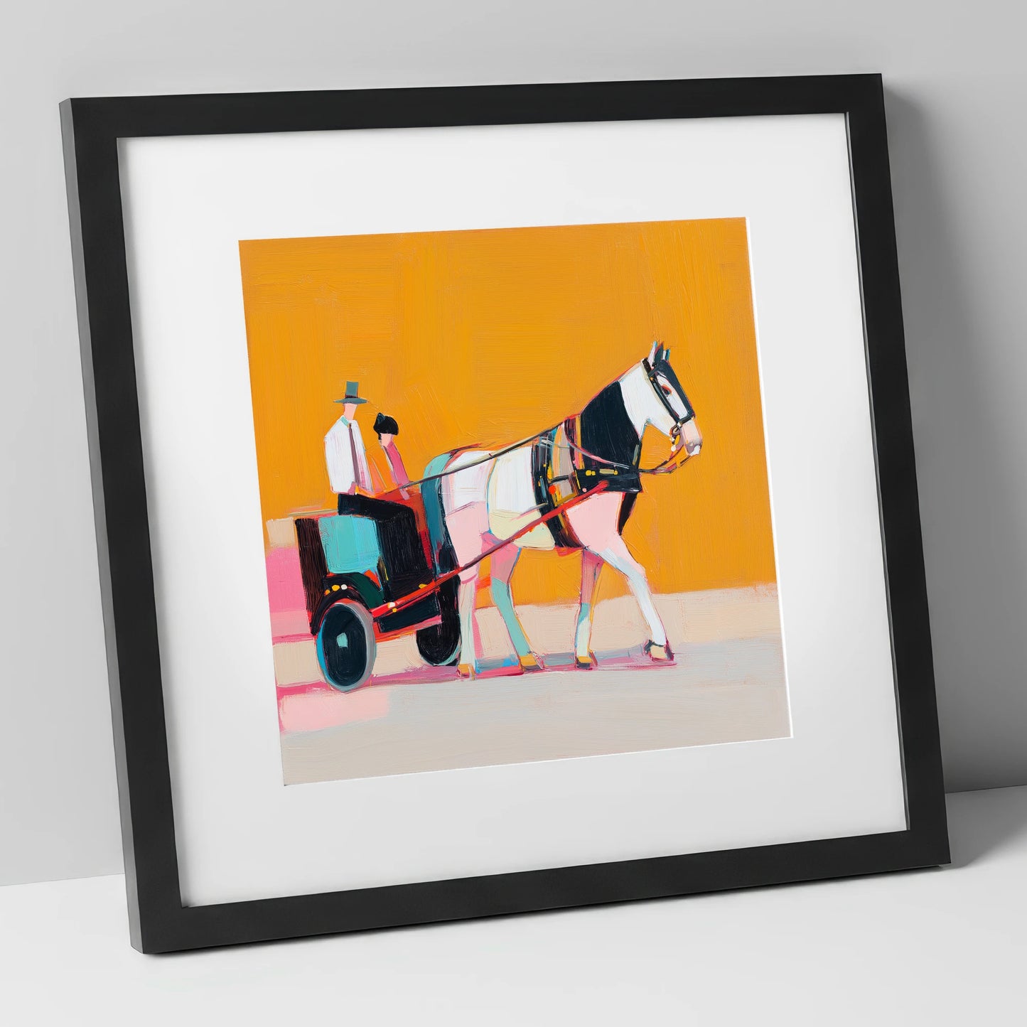 The Bright Turnout working horse art print in black frame