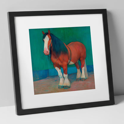 Vibrant Heavy Horse horse breed art print in black frame
