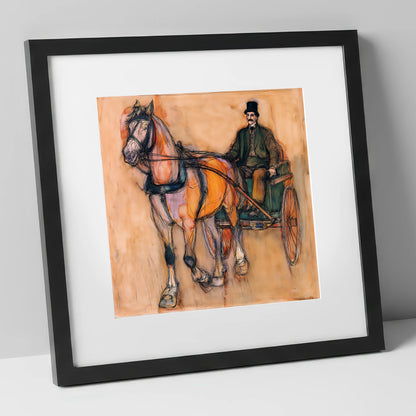 Gentleman of the Reins working horse art print in black frame