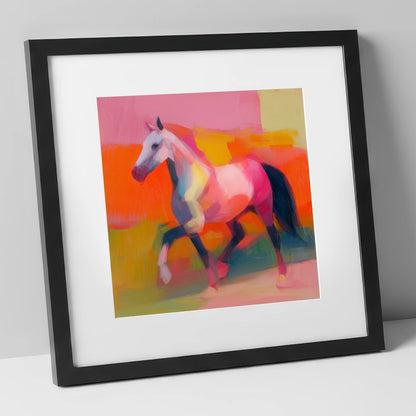 Vivid Equine Stride horse breed art print in black frame