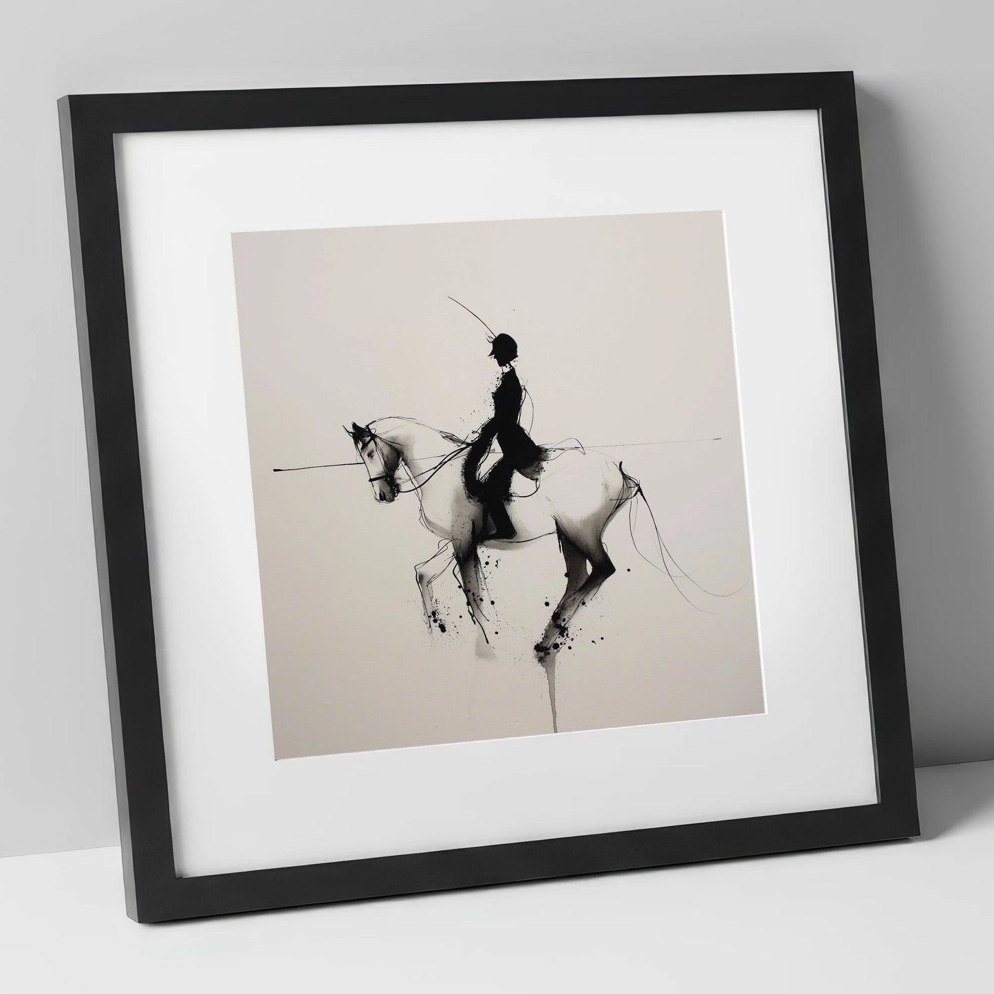 Ethereal Dressage Harmony dressage horse art print in black frame