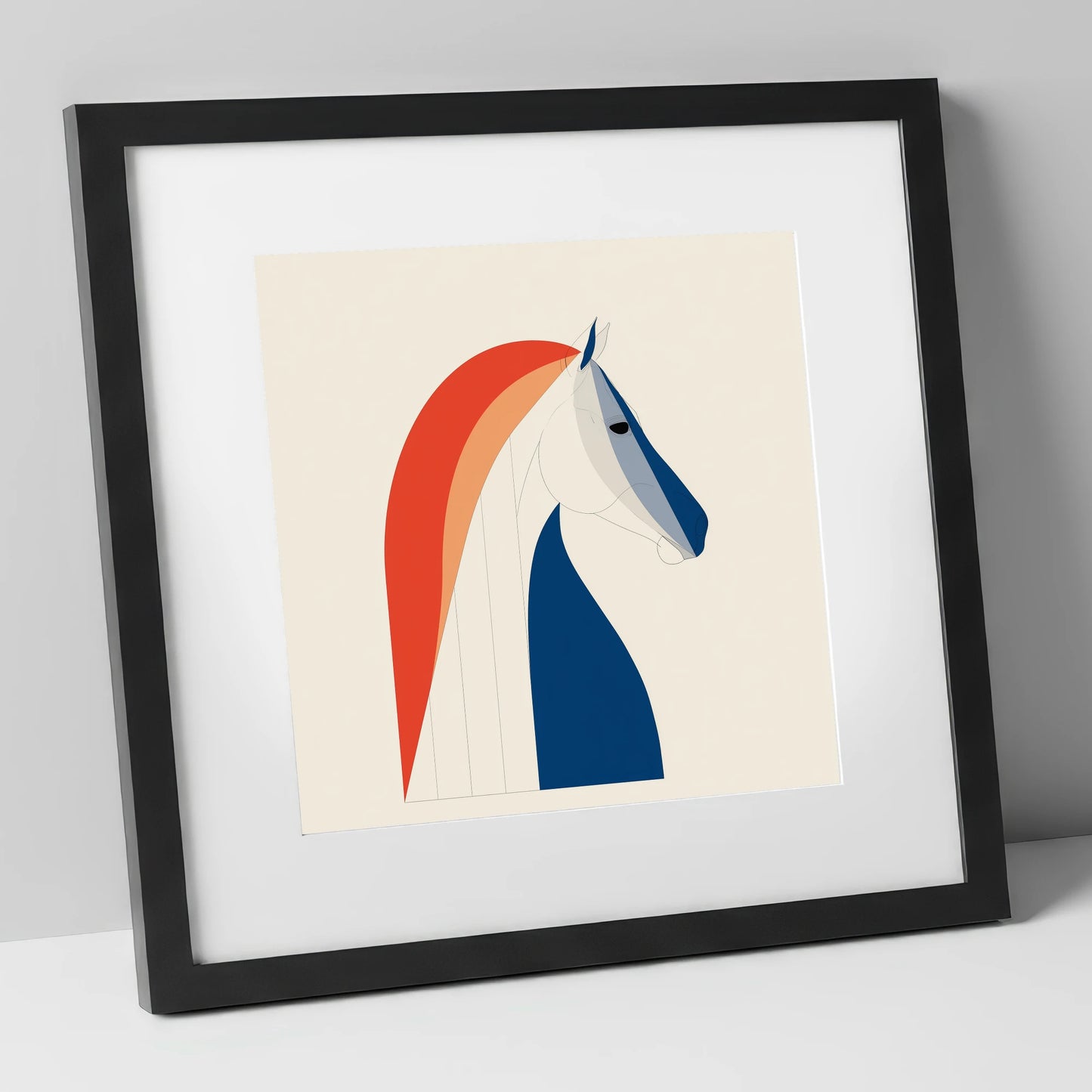 Modernist Equine Form horse breed art print in black frame