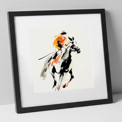 Amber Pace racing horse art print in black frame