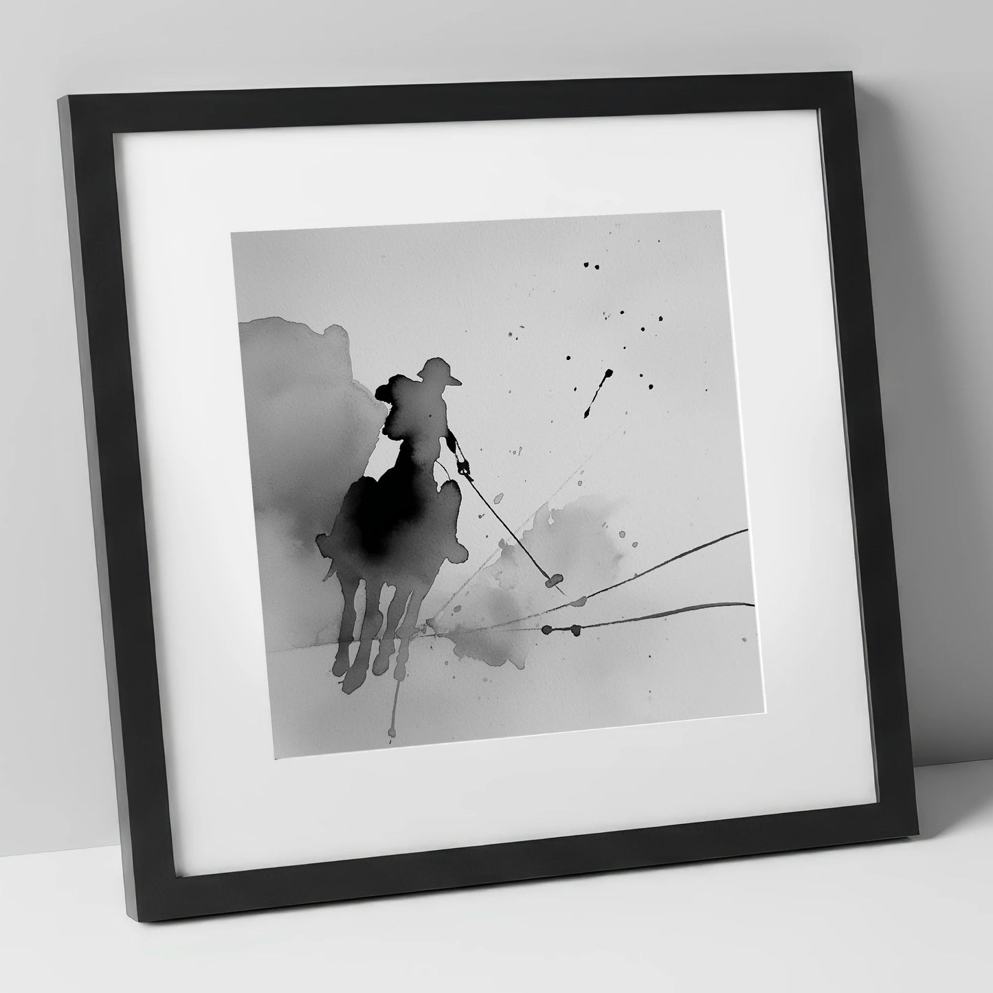 Dynamic Polo Strike polo horse art print in black frame