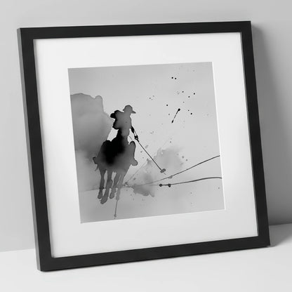 Dynamic Polo Strike polo horse art print in black frame