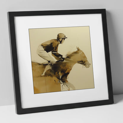 The Final Fence racing horse art print in black frame