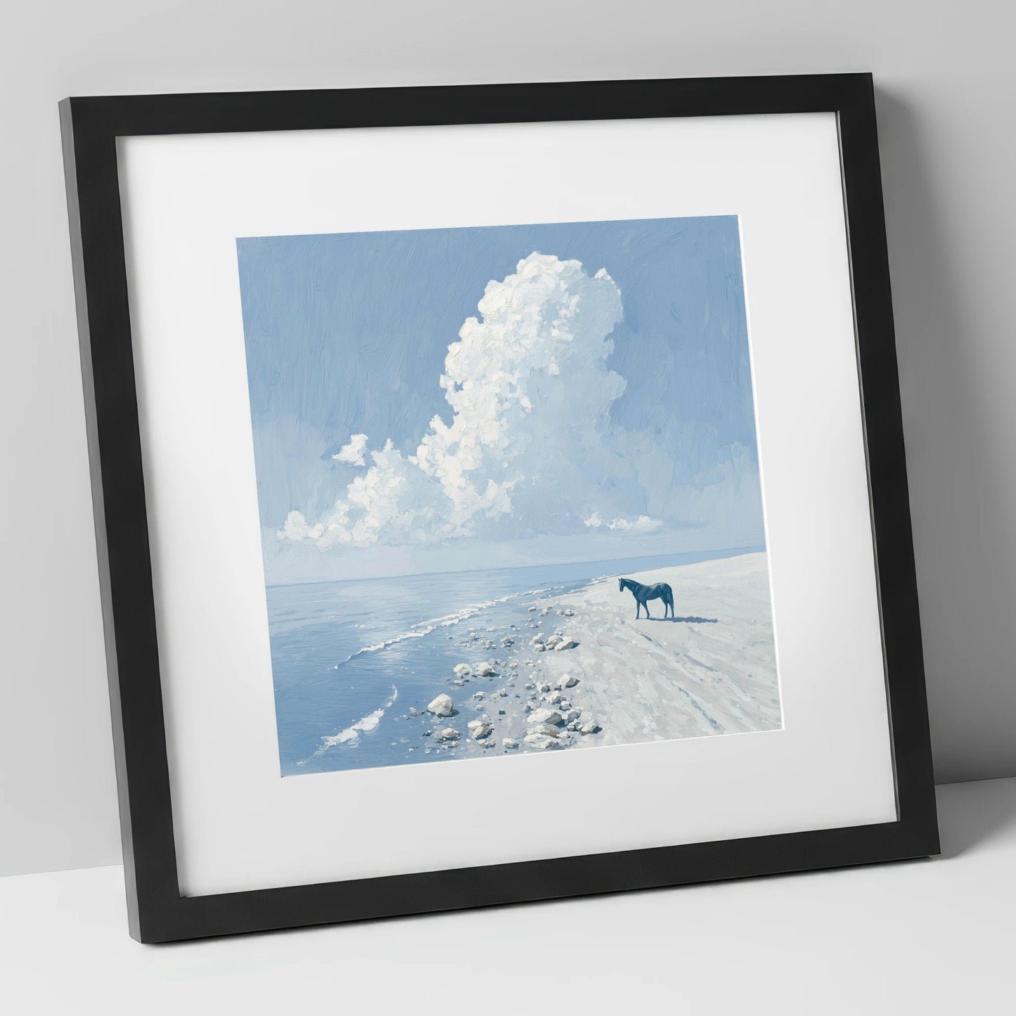 The Azure Shore horse landscape art print in black frame