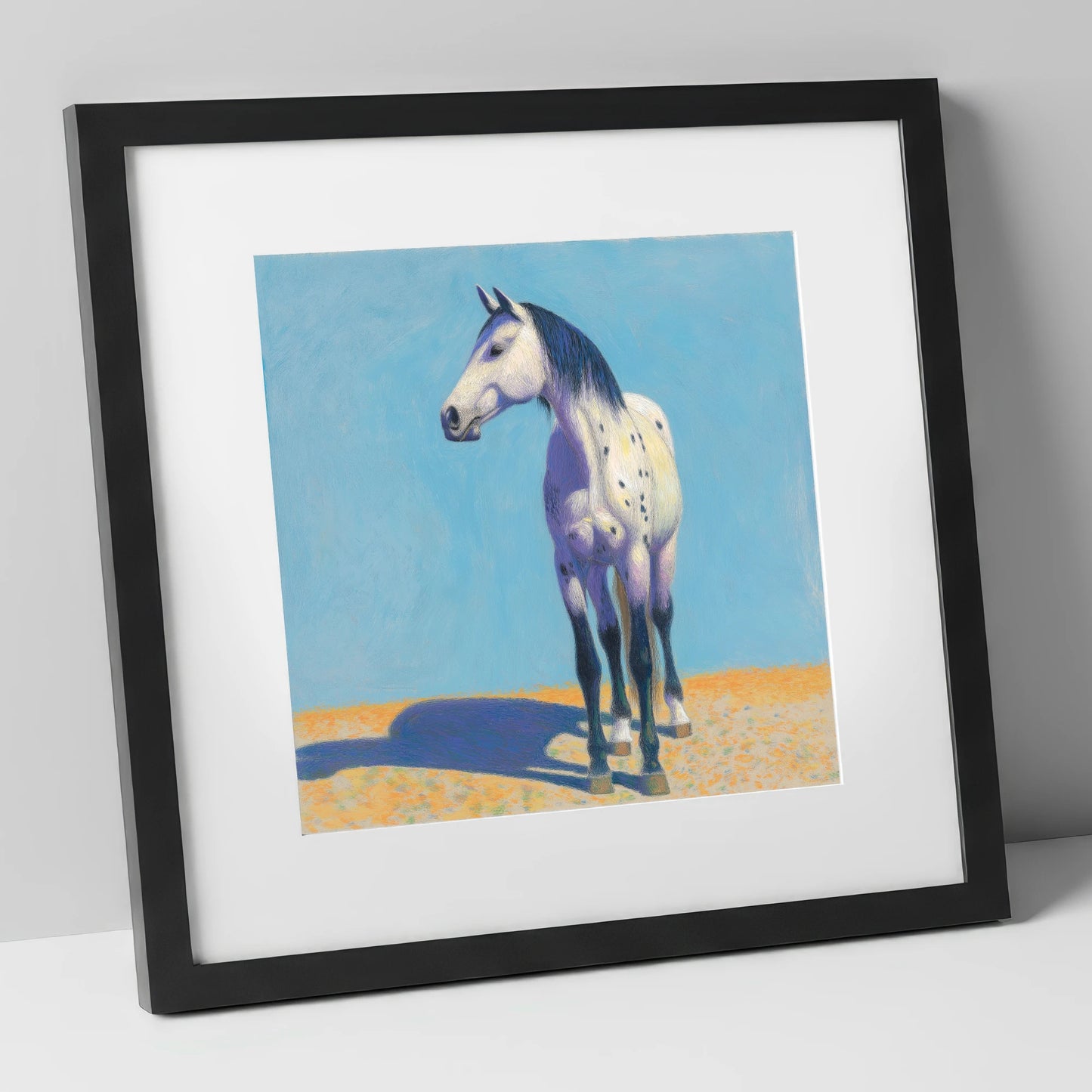 The Sunlit Appaloosa horse breed art print in black frame