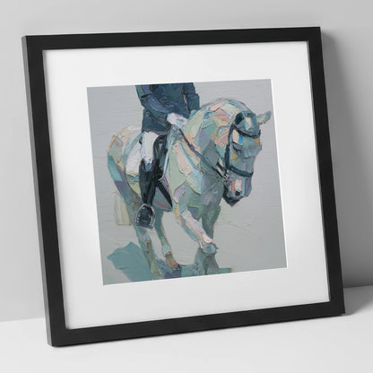 Collected In Pastel dressage horse art print in black frame
