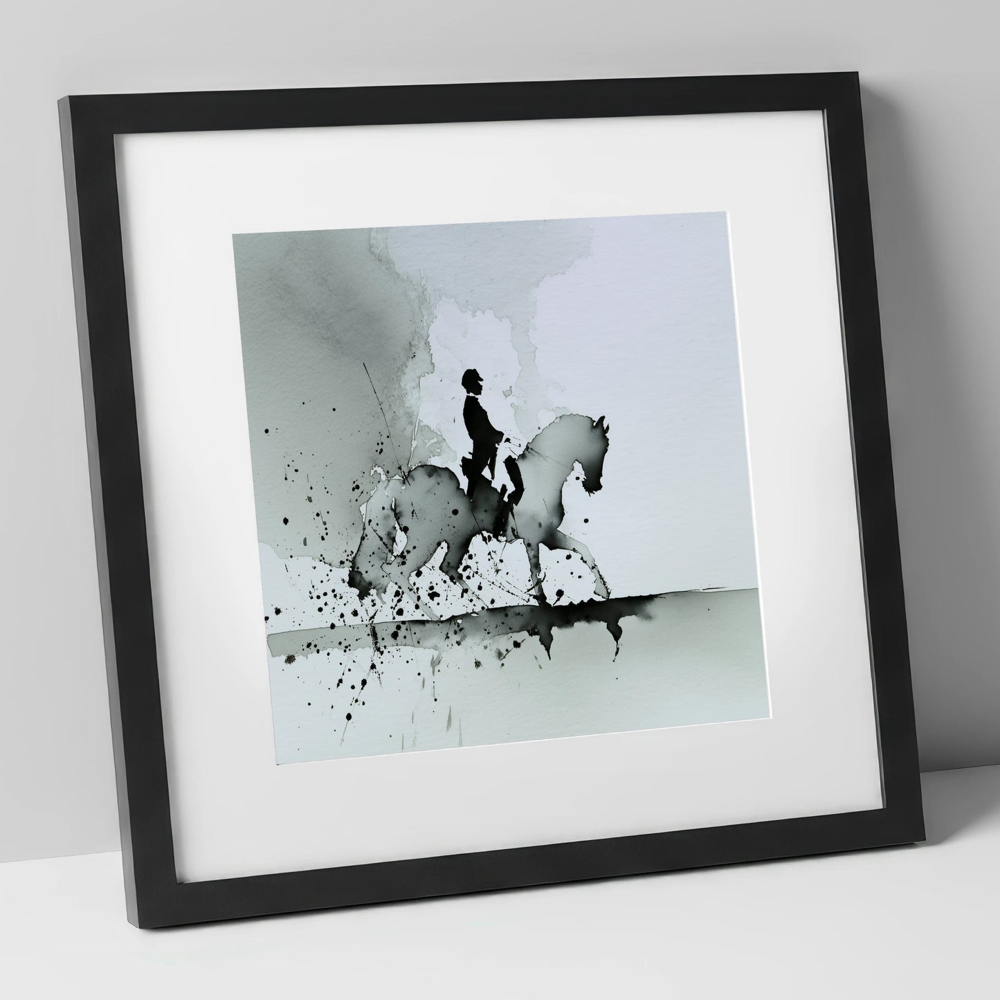 Silhouetted Dressage Elegance dressage horse art print in black frame