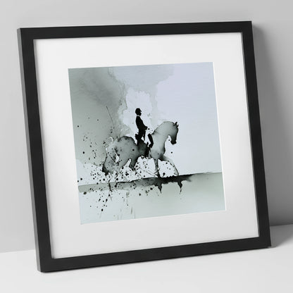 Silhouetted Dressage Elegance dressage horse art print in black frame