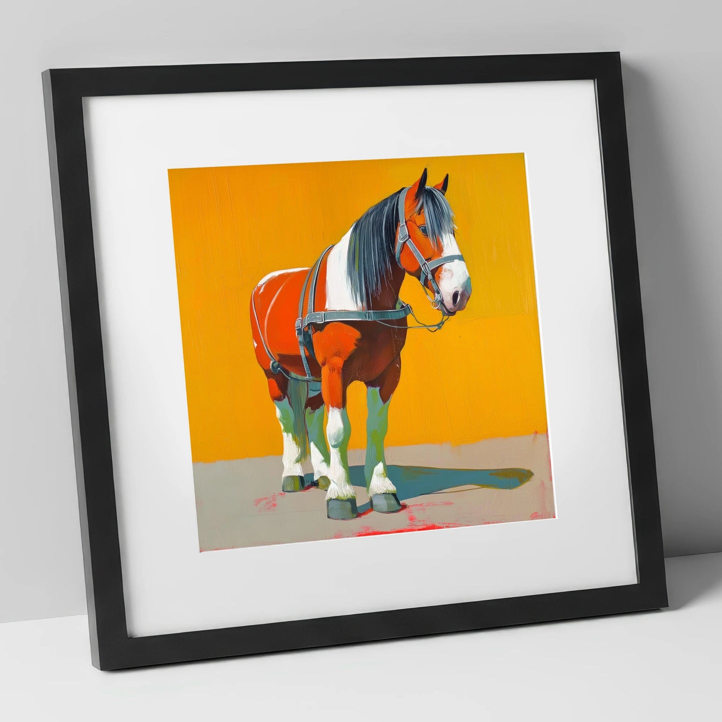 Vibrant Heavy Horse horse breed art print in black frame