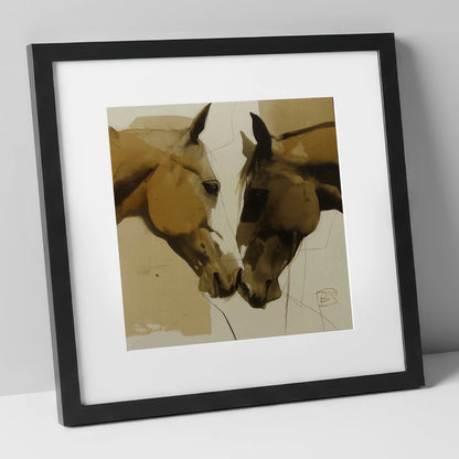 A Silent Bond horse portrait art print in black frame