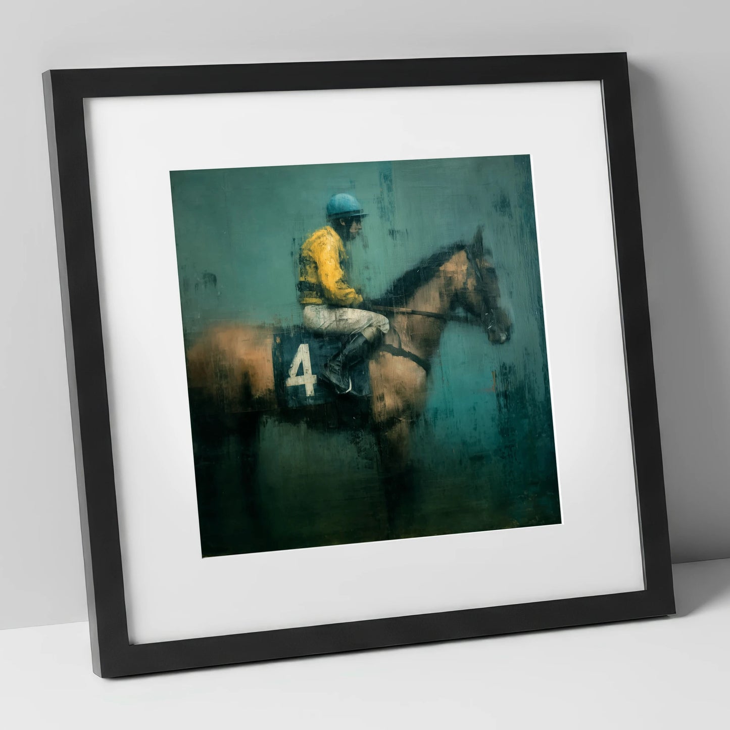 Before the Off racing horse art print in black frame