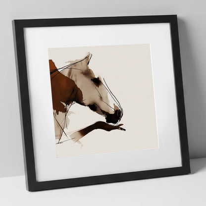 Unspoken Bond horse & rider art print in black frame