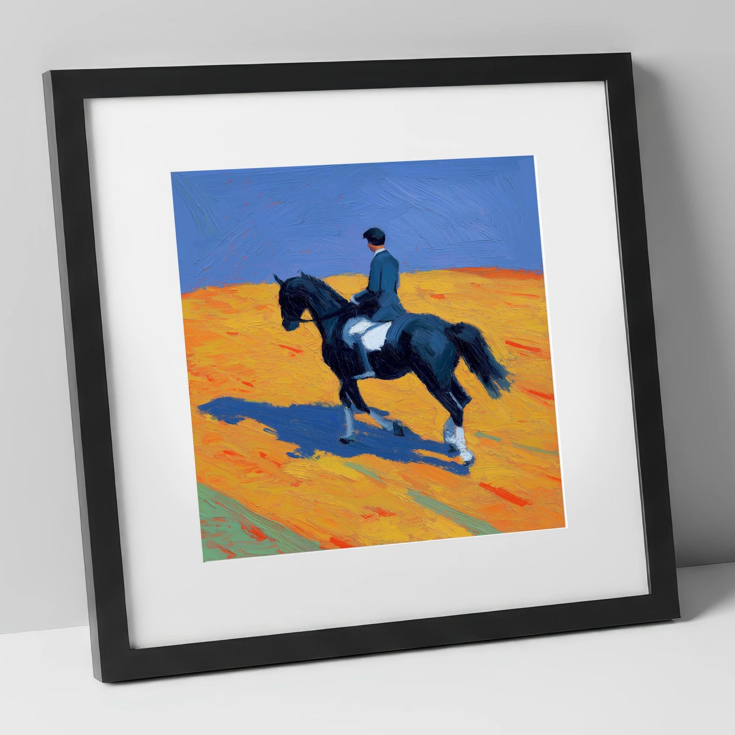 Vibrant Dressage Cadence dressage horse art print in black frame