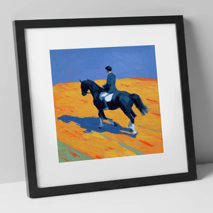 Vibrant Dressage Cadence dressage horse art print in black frame